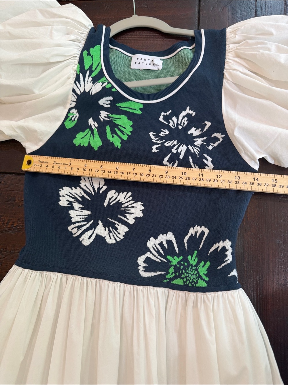 Tanya Taylor Naomi Floral Knit Bodice Cotton Poplin Puff Sleeve Maxi Dress M - Picture 8 of 14